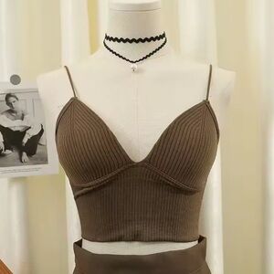 Olive Green Ribbed Bralette Top